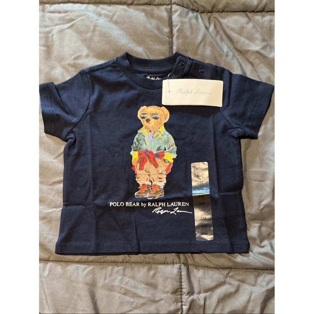 Ralph Lauren Navy Short-Sleeve Polo Bear Tee for Kids